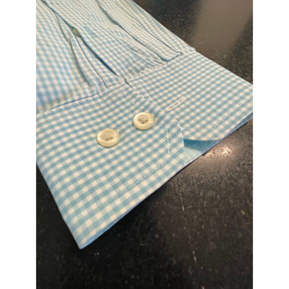 IZOD blue and white check Men's button up 2XL 100% Cotton - Picture 7 of 10